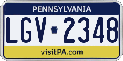 PA license plate LGV2348