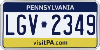 PA license plate LGV2349
