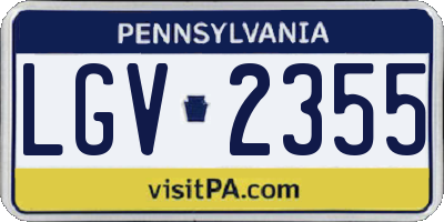 PA license plate LGV2355