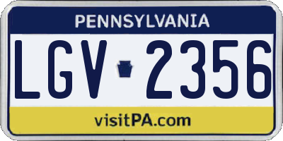 PA license plate LGV2356