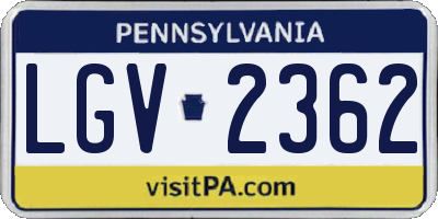 PA license plate LGV2362