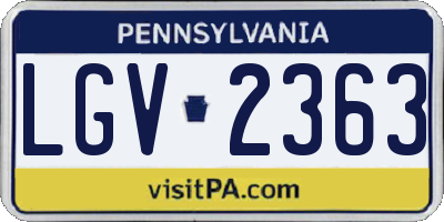 PA license plate LGV2363