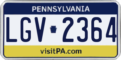 PA license plate LGV2364