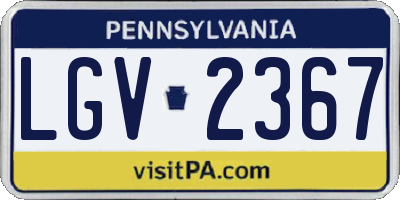 PA license plate LGV2367