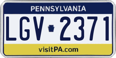 PA license plate LGV2371