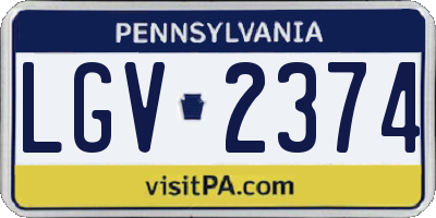 PA license plate LGV2374