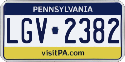 PA license plate LGV2382