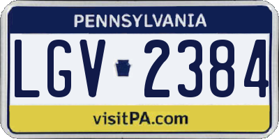 PA license plate LGV2384