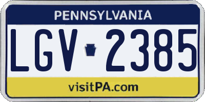 PA license plate LGV2385
