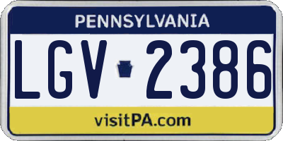 PA license plate LGV2386