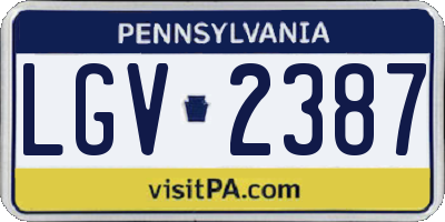 PA license plate LGV2387