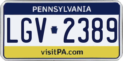 PA license plate LGV2389