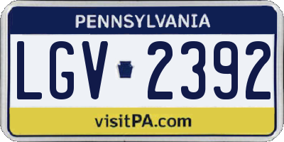 PA license plate LGV2392