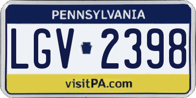 PA license plate LGV2398