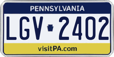 PA license plate LGV2402