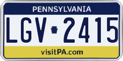 PA license plate LGV2415