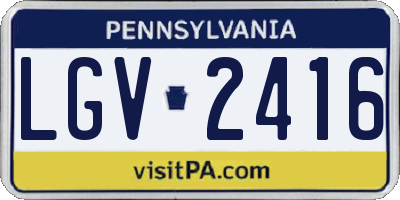 PA license plate LGV2416