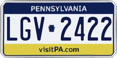 PA license plate LGV2422