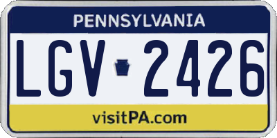 PA license plate LGV2426