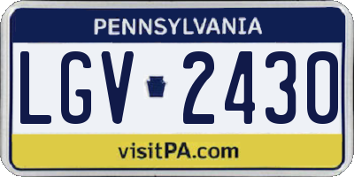 PA license plate LGV2430