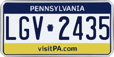 PA license plate LGV2435