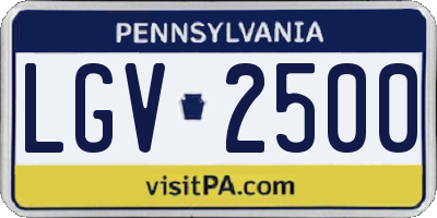 PA license plate LGV2500