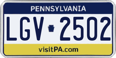PA license plate LGV2502