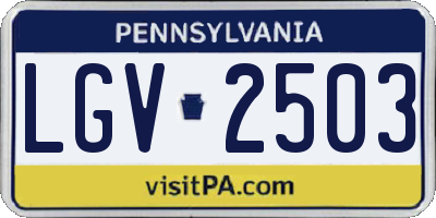 PA license plate LGV2503