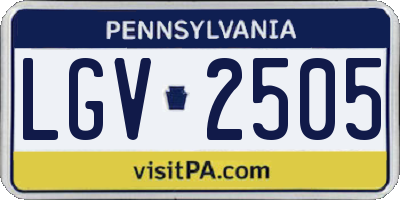 PA license plate LGV2505
