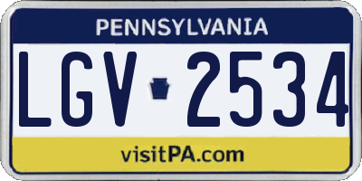 PA license plate LGV2534