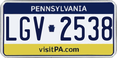 PA license plate LGV2538