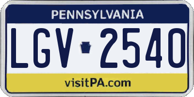 PA license plate LGV2540