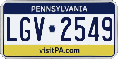 PA license plate LGV2549