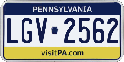 PA license plate LGV2562
