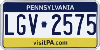PA license plate LGV2575