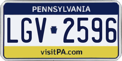 PA license plate LGV2596