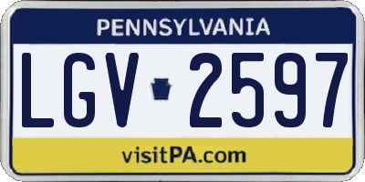PA license plate LGV2597