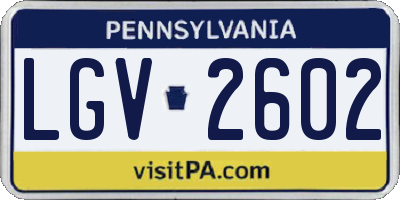 PA license plate LGV2602