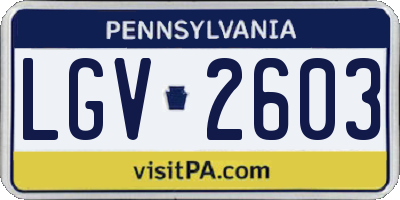 PA license plate LGV2603