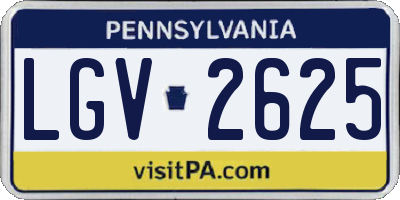 PA license plate LGV2625