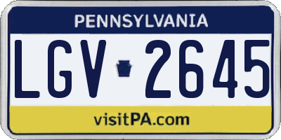 PA license plate LGV2645
