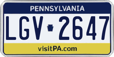 PA license plate LGV2647