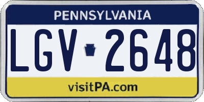 PA license plate LGV2648