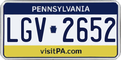 PA license plate LGV2652
