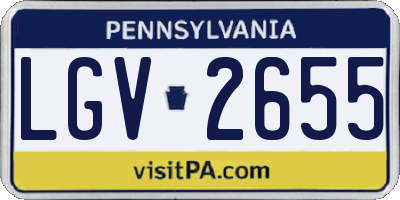 PA license plate LGV2655