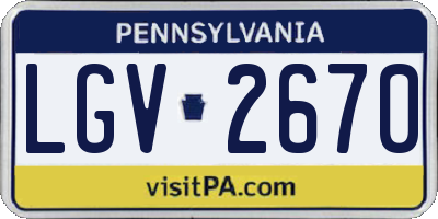 PA license plate LGV2670