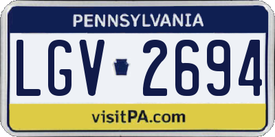 PA license plate LGV2694