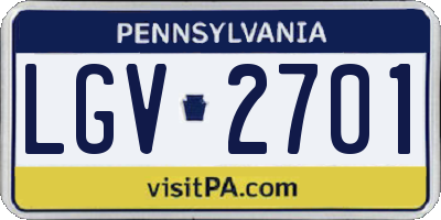 PA license plate LGV2701