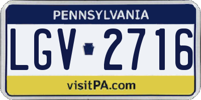 PA license plate LGV2716