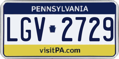 PA license plate LGV2729
